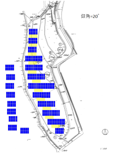 太陽光発電所6号基（広島）のパネルレイアウト・その1（失敗例）